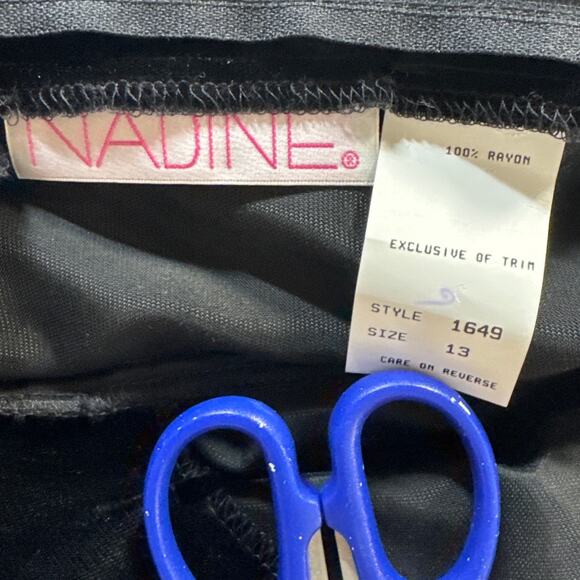 Nadine 90s Black Velvet White lace Crochet V Neck Prom Evening Dress Women 13 - Picture 11 of 13